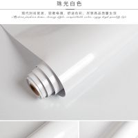 厨房防水防油贴纸橱柜餐桌家具翻新自粘墙纸灶台浴室洗手台面壁纸|珠光白色 60CM宽X4米长【送刮板+美工刀】
