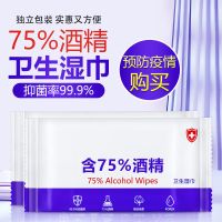 75度医用酒精消毒湿巾独立包装便携装杀菌一次性单片儿童学生专用|【2片试用装】75度消毒湿巾