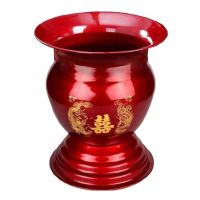 厂家直销老式痰盂红色子孙桶铁结婚嫁妆手提带盖新娘陪嫁搪瓷老|加厚龙凤痰盂一个