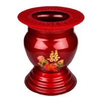 厂家直销老式痰盂红色子孙桶铁结婚嫁妆手提带盖新娘陪嫁搪瓷老|加厚鸳鸯痰盂一个(带坐套)