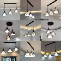 北欧餐厅吊灯单头奶茶店灯具现代简约酒吧台玄关钻石吊灯入户长线