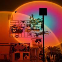 网红夕阳灯晚霞日落氛围灯拍照落日夕阳投影灯落地落日灯落日台灯