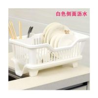超实用沥水碗架厨房碗筷收纳盒滴水架子塑料碗碟置物架收纳沥水篮|白色侧面
