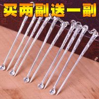 纯银925挖耳勺牙签 雪花银手工家用套装便携式迷你随身带耳扒套装|牙签+耳勺