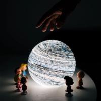 玻璃木底流浪星球灯月球灯卧室宿舍床头台灯创意生日礼物小夜灯