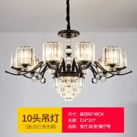 欧式水晶轻奢客厅灯现代简约大厅家用别墅复式楼美式餐厅卧室灯具|10头三色变光LED+遥控 8012豪华水晶款