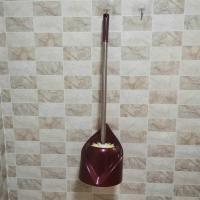 马桶刷套装家用带底座免打孔厕所刷子不锈钢长柄去污无死角清洁刷|低配版酒红色[树叶]1套