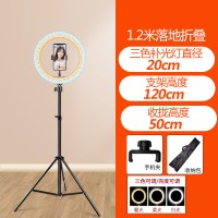 手机支架三脚架带补光灯双多机位拍摄自拍摄影线上考研复试考试三角架子万能录像落地|120cm单机位+收纳包+20cm补光灯