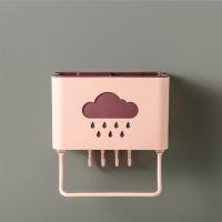 吸壁式牙刷置物架杯壁挂式牙刷杯架卫生间漱口杯套装免打孔牙具杯|[牙刷架不带杯子和杯架]粉色1