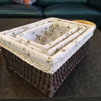 梳妆台纸编收纳筐藤编布艺桌面茶几杂物玩具钥匙篮化妆品收纳盒