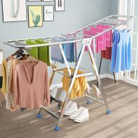 翼型不锈钢晾衣架 落地折叠室内阳台婴儿移动晒衣架 卧室被子架子