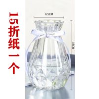 欧式花瓶玻璃花瓶简约透明水培绿萝植物花瓶客厅装饰品干花瓶摆件 15折纸[透明色]一个