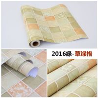 加厚自粘大理石纹浴室家具翻新防水墙贴厨房灶台瓷砖耐磨防油贴纸 2016绿-草绿格 1米长*60厘米宽