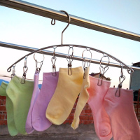 多功能防风晾晒不绣袜子夹子圆形衣架不锈钢婴儿多夹小凉袜子夹架