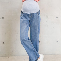 兔妈 孕妇阔腿牛仔裤孕妇装秋冬外穿托腹裤时尚休闲潮妈长裤子2019新款