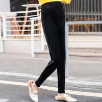 兔妈 对抗严寒双面绒孕妇装秋冬高腰托腹裤子加绒加厚哈伦长裤外穿2019新款黑色