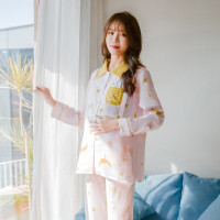 兔妈[哺乳纯棉居家服套装]春秋款隐形哺乳甜美青春孕产妇睡衣两件套