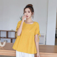 兔妈哺乳上衣孕妇装T恤夏季新款宽松百搭外出喂奶棉麻孕妇上衣