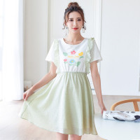 兔妈哺乳裙孕妇装夏季宽松百搭裙子外出喂奶中长款孕产连衣裙