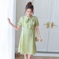 TOMOM[气质绑带木耳边孕妇裙]小清新碎花可哺乳喂奶孕妇连衣裙子