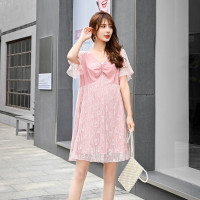 孕妇装夏季甜美蕾丝拼接修身显瘦外出孕妇连衣裙