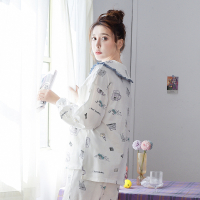 [哺乳月子服秋装套装]孕妇装睡衣趣味图案海军领孕妇哺乳居家服