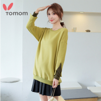 兔妈孕妇装秋冬装加绒孕妇上衣撞色针织不倒绒印花卫衣拼接孕妇上衣