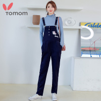 兔妈孕妇装秋冬托腹裤灯芯绒阔腿直筒裤孕妇裤背带裤