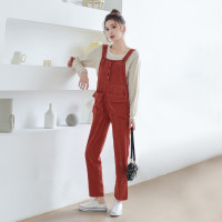 兔妈 孕妇背带裤休闲直筒裤孕妇装秋装舒适灯芯绒孕妇背带裤