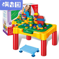 舒弗(LACHOUFFE)2021新款大颗粒3-6岁拼插积木教育儿童新年玩具创意多功能积木学习桌有椅子9038-1