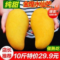 海南金煌芒10斤带箱整新鲜水果应季当一级三亚芒果特大青芒水仙【三天内发货】