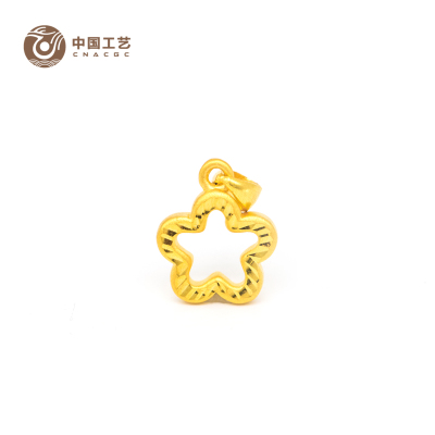 中国工艺 足金饰品3D硬金吊坠 花朵款 女士金项链
