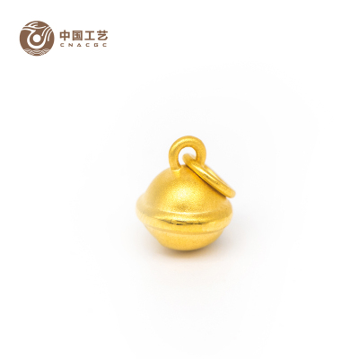 中国工艺 足金饰品3D硬金吊坠 铃铛款 女士金项链