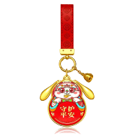 中国工艺黄金挂件足金999黄金3D硬金护身兔平安符