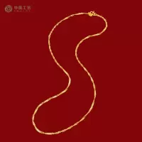 中国工艺足金999水波纹链黄金项链黄金素链