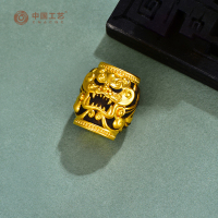 黄金足金999珐琅瑞兽貔貅转运珠