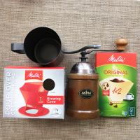 手摇磨豆机咖啡豆研磨机家用手动磨粉手冲器具复古D2|A12+滤杯+1x2滤纸+手冲壶送毛刷+量勺