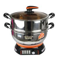 定时电热锅多功能不锈钢家用电炒锅电煮面锅多用锅家用火锅锅Z1|不锈钢蒸笼 36cm带1蒸笼