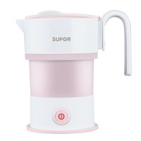 旅行电热水壶保温迷你小型可折叠式便携旅硅胶游日本K1|白色+粉色