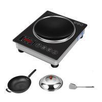 /凹面电磁炉家用大功率3500w猛火爆炒台式商用火锅炉P3|新款3500W黑色+炒锅