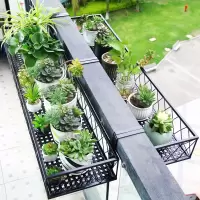 阳台花架悬挂式铁艺护栏花盆挂架多肉栏杆绿萝花架子室内置物架
