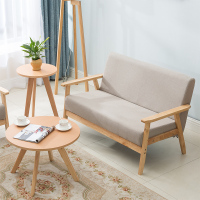 小户型木沙发简约现代出租房客厅椅布艺网红单人双人北欧日式