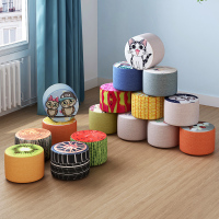 凳子懒人创意实木家用小矮凳儿童板凳网红客厅卧室换鞋凳布艺圆凳