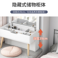 飘窗梳妆台小户型租房卧室坐地化妆桌子镜子一体北欧