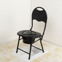 可折叠坐便椅孕妇坐便凳老人坐便器病人厕所大便椅子防滑移动马桶|黑色O型靠背折叠+桶