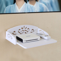 免打孔电视背景墙上机顶盒置物架支架路由器收纳盒投影仪壁挂搁板