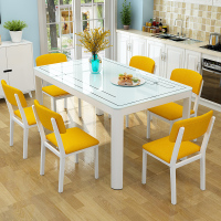 餐桌椅组合家用小户型餐厅4人6人位长方形玻璃吃饭桌子