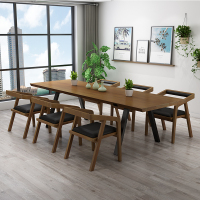 北欧实木会议桌长桌办公桌简约现代培训洽谈桌椅组合电脑桌工作台