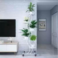 花架置物架铁艺多层移动带轮省空间花架阳台客厅落地绿萝花盆架子