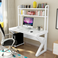 台式钢化玻璃电脑桌书架一体办公桌家用学习经济型儿童写字桌